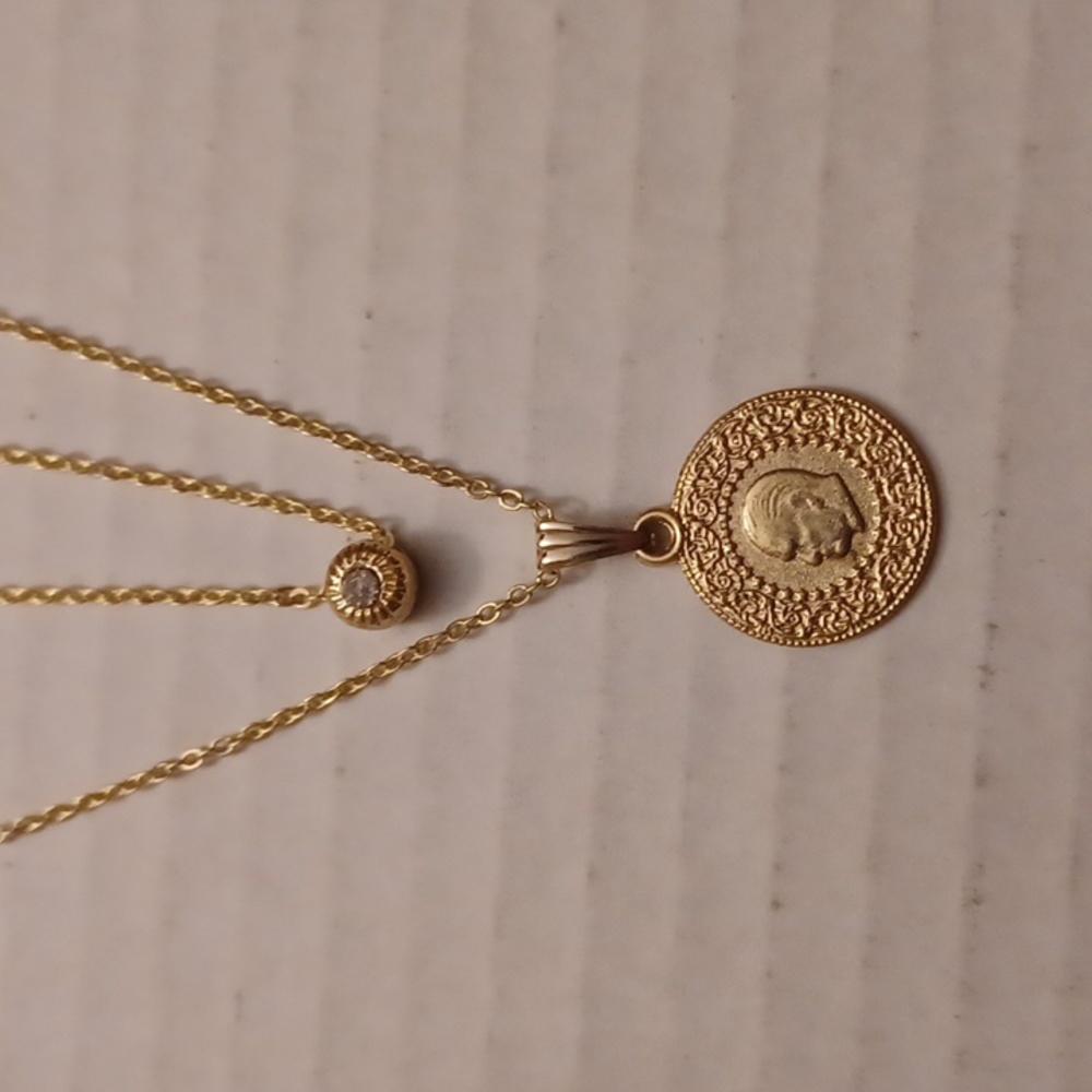 4/$40 Double Chain Necklace - Turkish Republic Coin Symbol